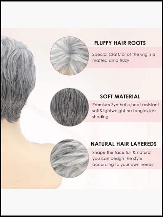 Curly Pixie Cut Synthetic Wig Heat Resistant Natural Look Short Layered main image 4